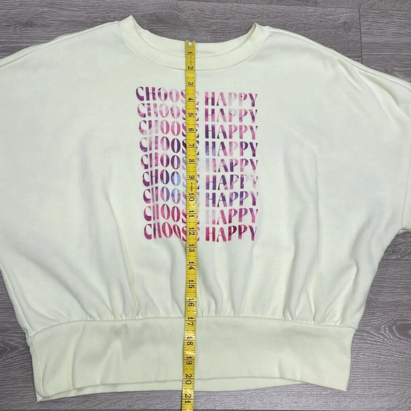 Old Navy “Choose Happy” Yellow Cropped Crewneck Sweatshirt L - Picture 10 of 16